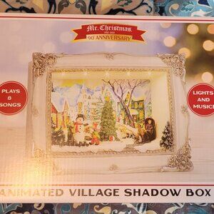 Brand NEW! Mr. Christmas 90th Anniversary Animated Village Shadow Box